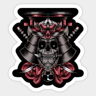 Skull demon Illustration With Japanese Art Style For T-Shirt Designs Sticker